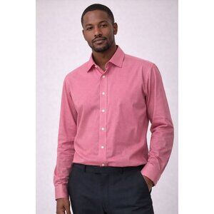 Eton Pink Cotton Dress Shirt 44 17.5 Contemporary Fit Made in Sweden
